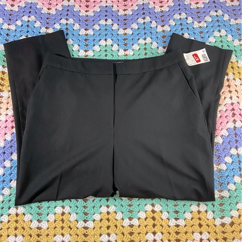 New nwt H&M Split Leg Classic Black Trousers work pants cropped capri size 12